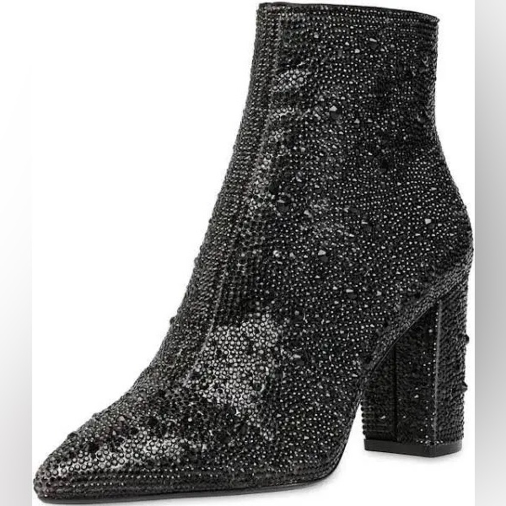 Betsey Johnson Sparkle Black Ankle Boots